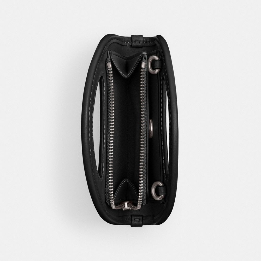 COACH®,Top Handle Card Case,Leather,Crossbody,Card Case,Logo,Embossed,Casual,Black,Interior View