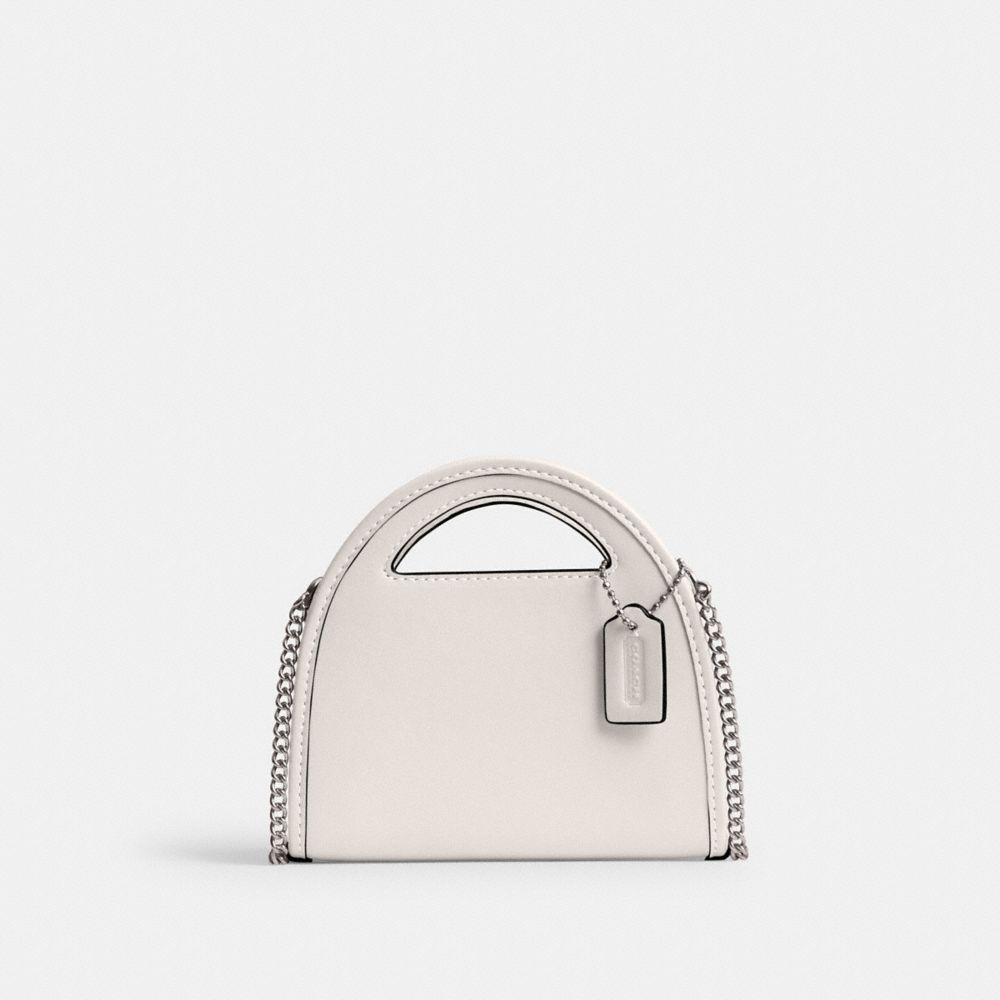 COACH®,Top Handle Card Case,Leather,Crossbody,Card Case,Logo,Embossed,Casual,Cream,Front View