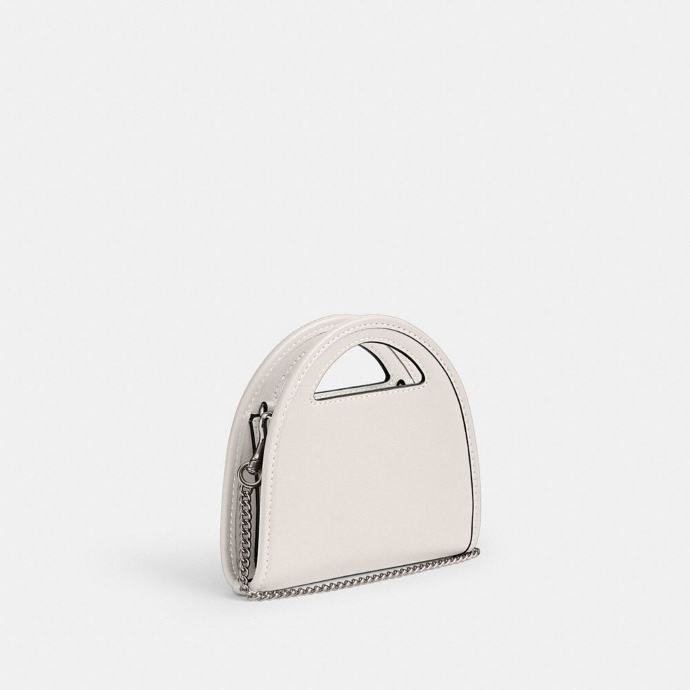 COACH®,TOP HANDLE CARD CASE,Glovetanned Leather,Mini,Silver/Chalk,Angle View