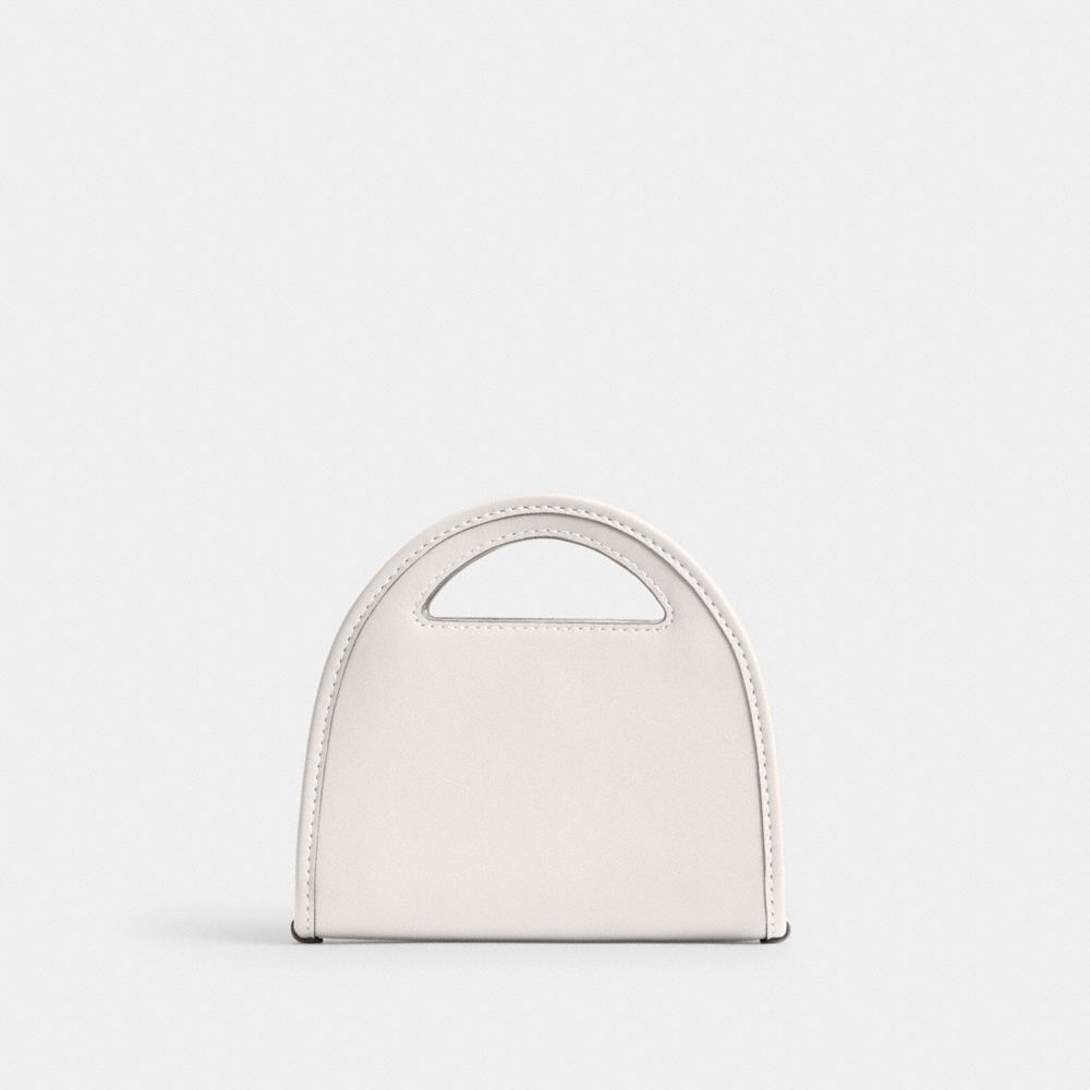 COACH®,ÉTUI-CARTES À POIGNÉE SUPÉRIEURE,Cuir tanné,Argent/Craie,Back View