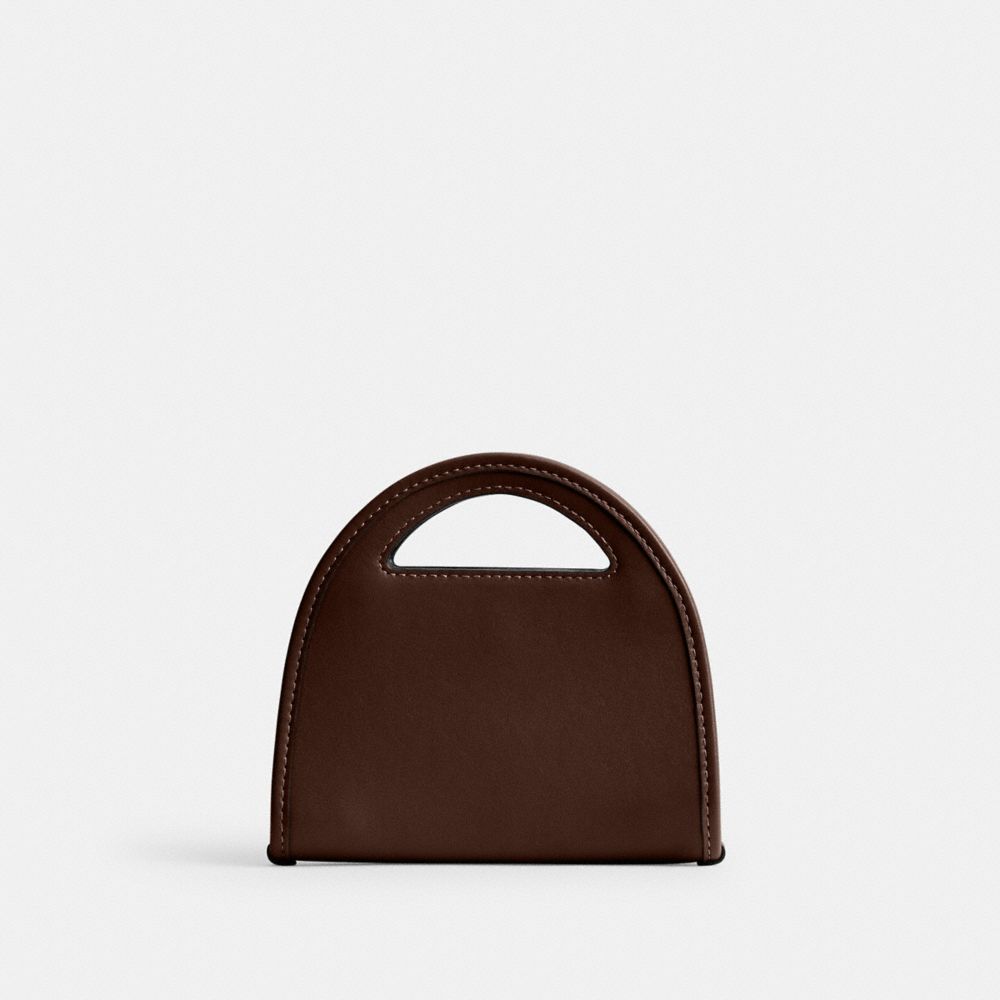 COACH®,Top Handle Card Case,Leather,Crossbody,Card Case,Logo,Embossed,Casual,Brown,Back View