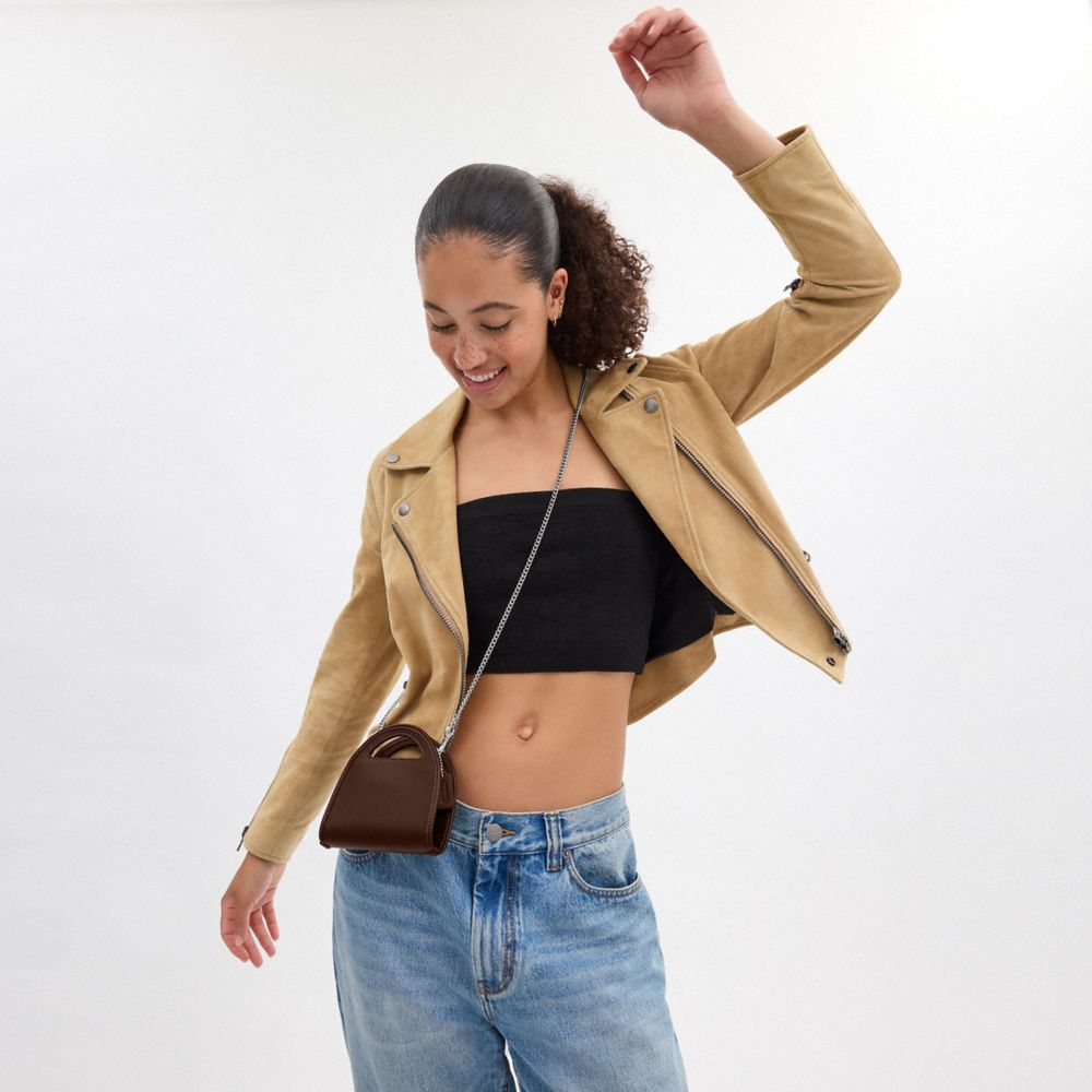 COACH®,Top Handle Card Case,Leather,Crossbody,Card Case,Logo,Embossed,Casual,Brown