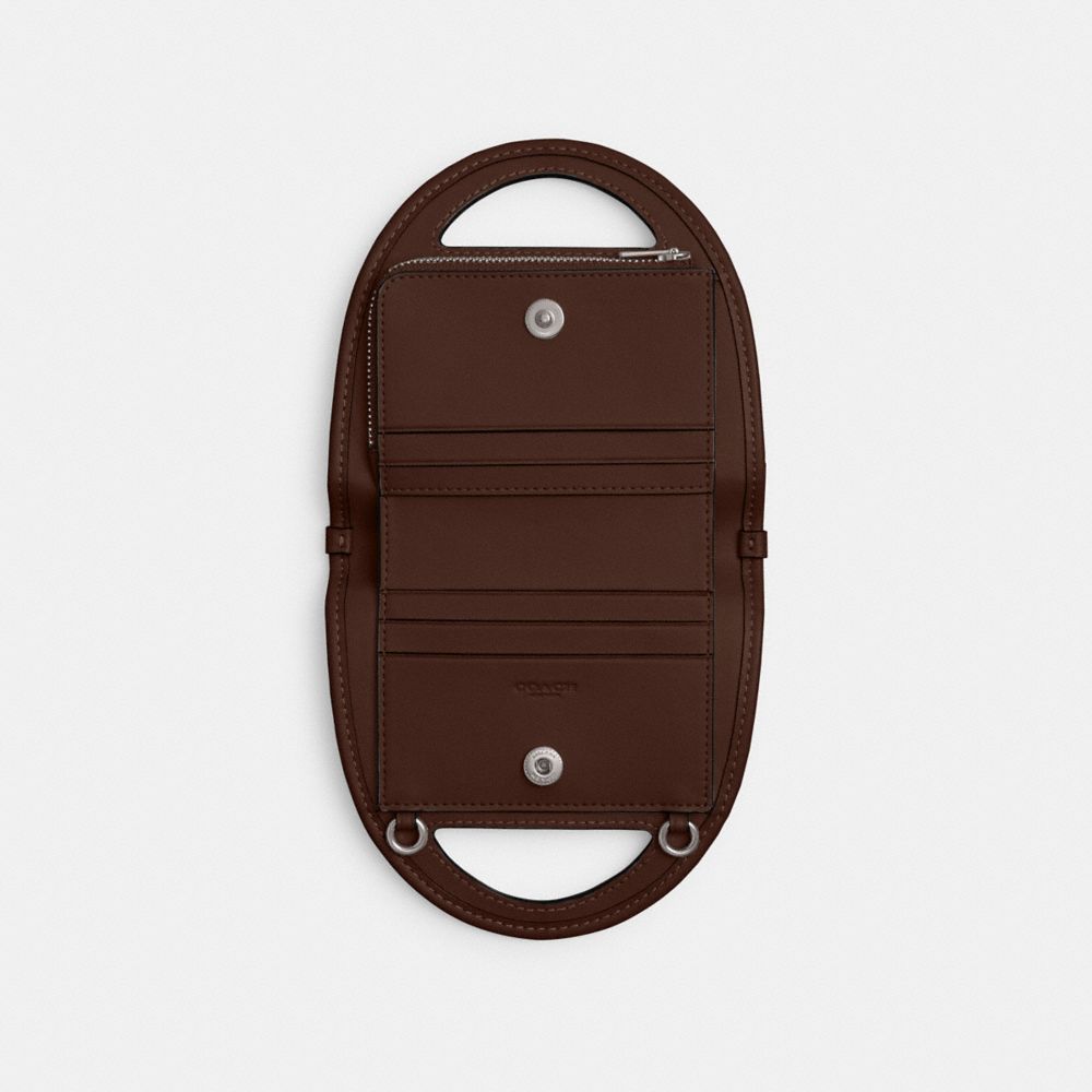 COACH®,Top Handle Card Case,Leather,Crossbody,Card Case,Logo,Embossed,Casual,Brown,Inside View,Top View