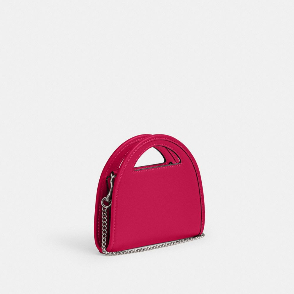 COACH®,ÉTUI-CARTES À POIGNÉE SUPÉRIEURE,Cuir tanné,Argent/Fruit du dragon,Angle View