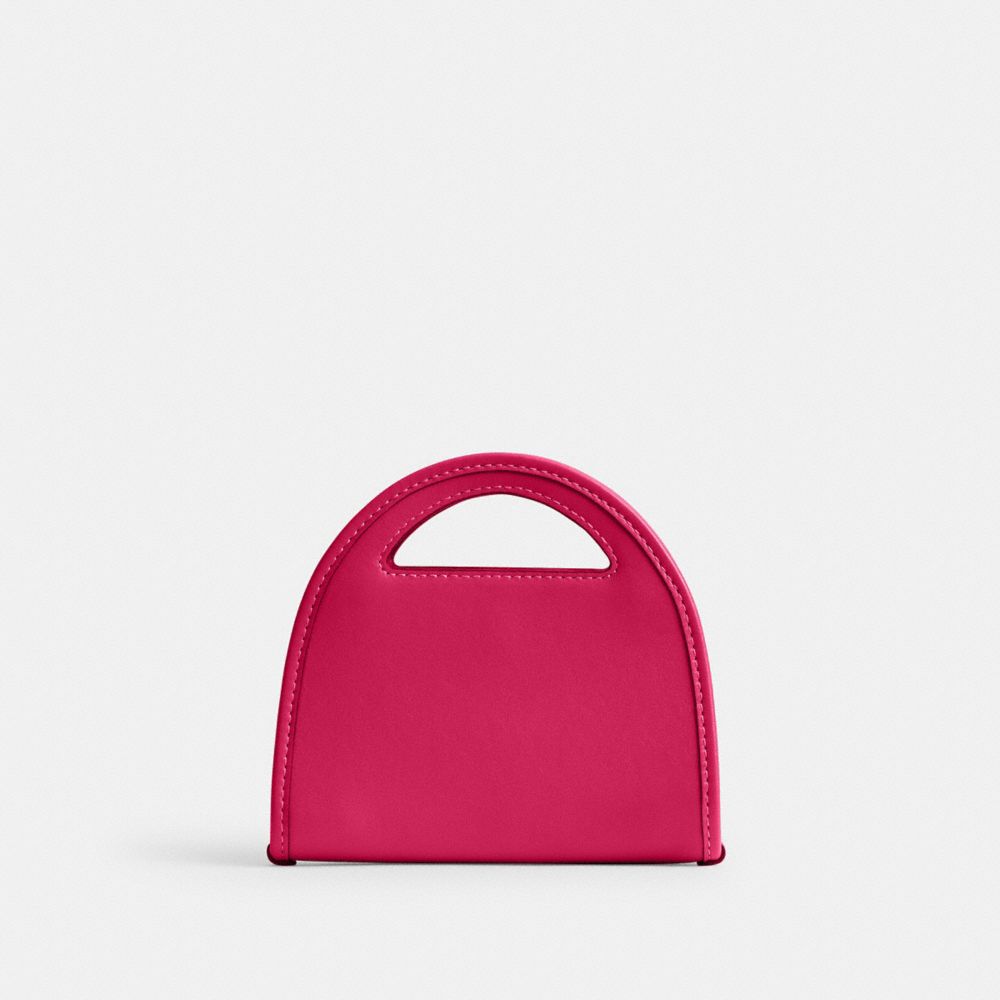 COACH®,ÉTUI-CARTES À POIGNÉE SUPÉRIEURE,Cuir tanné,Argent/Fruit du dragon,Back View