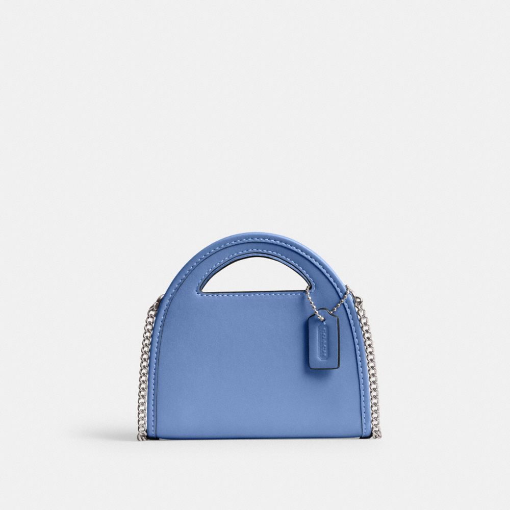 COACH®,Top Handle Card Case,Leather,Crossbody,Card Case,Logo,Embossed,Casual,Blue,Front View