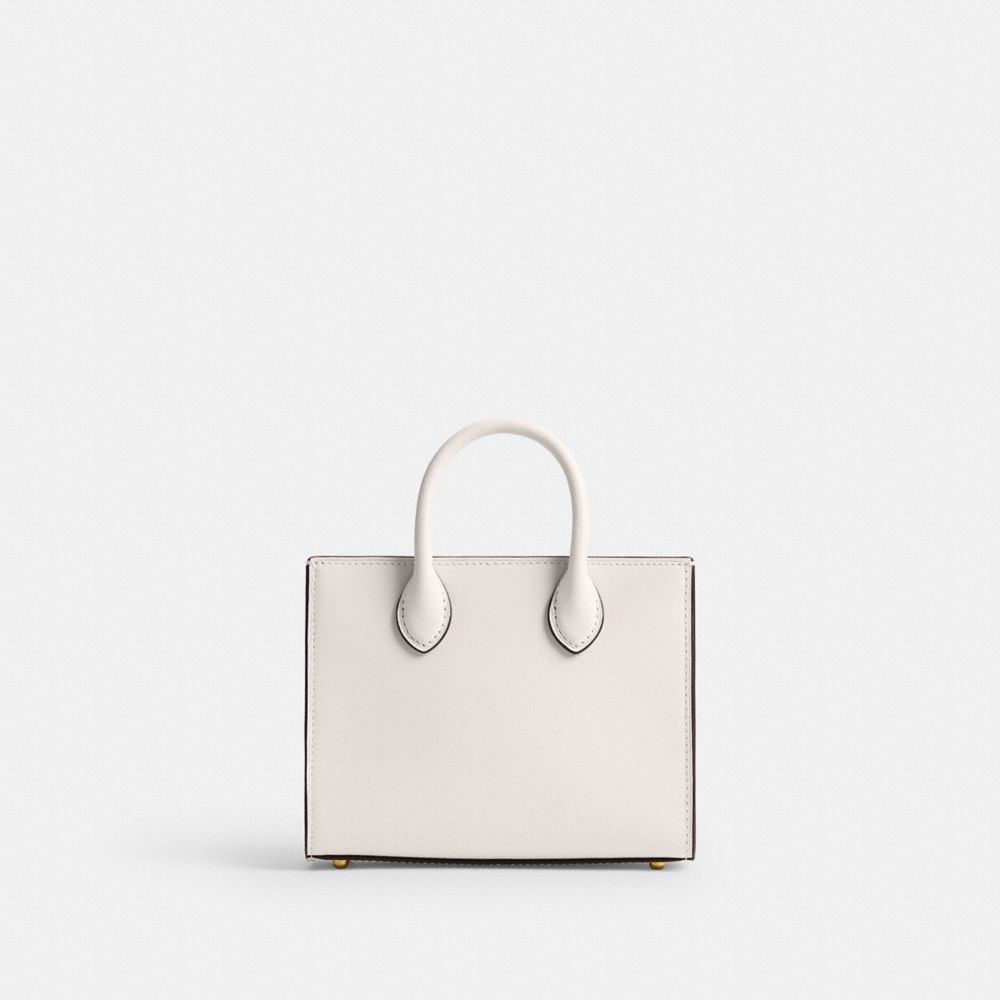 COACH®,Ace Tote Bag 17,Leather,Crossbody,No Embellishment,Compact,Casual,Cream,Back View