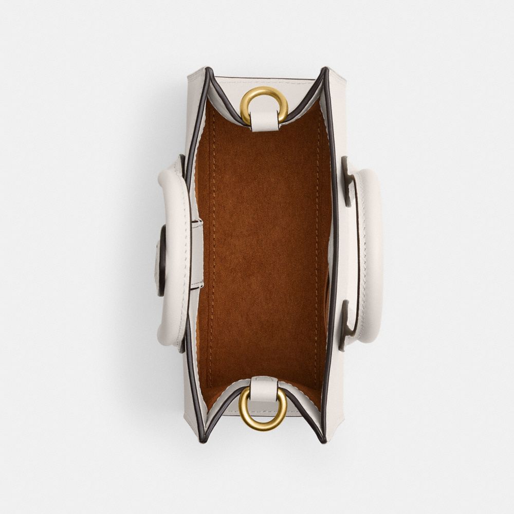 COACH®,Ace Tote Bag 17,Leather,Crossbody,No Embellishment,Compact,Casual,Cream,Inside View,Top View