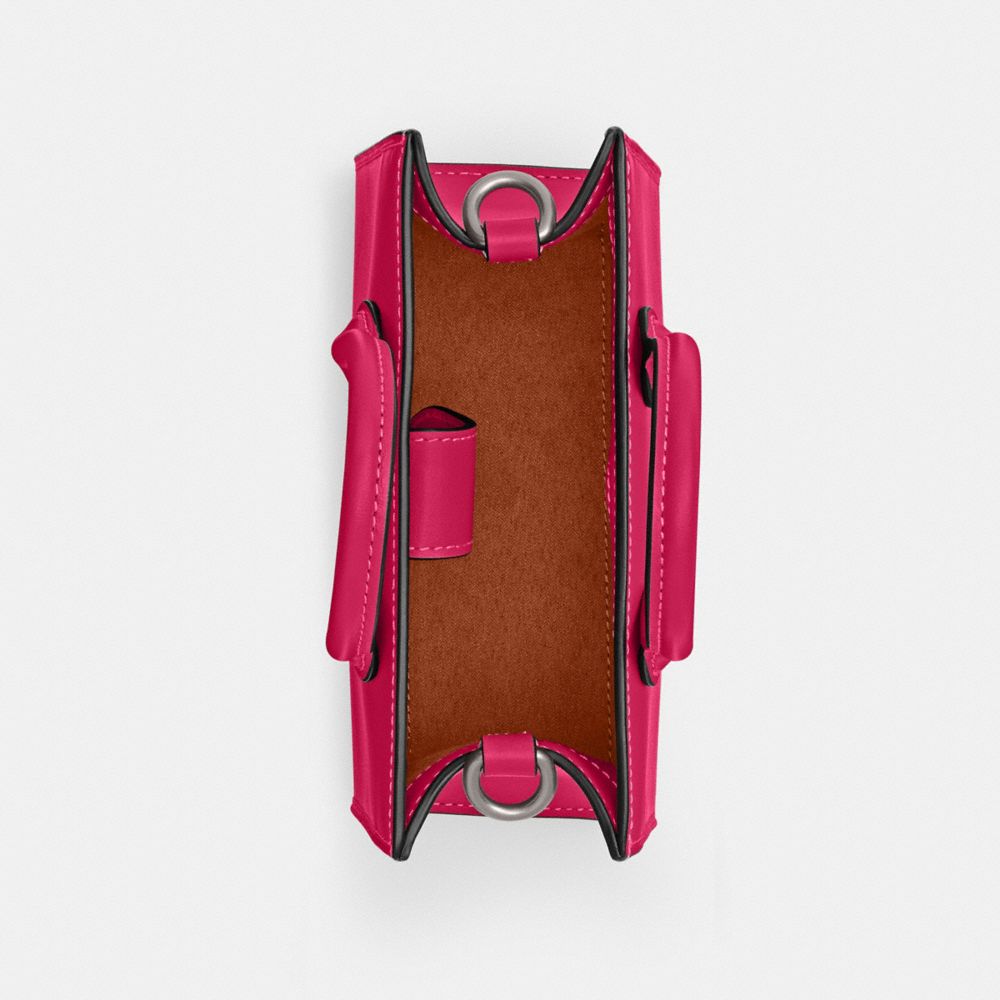 COACH®,Ace Tote Bag 17,Leather,Crossbody,No Embellishment,Compact,Casual,Pink,Inside View,Top View