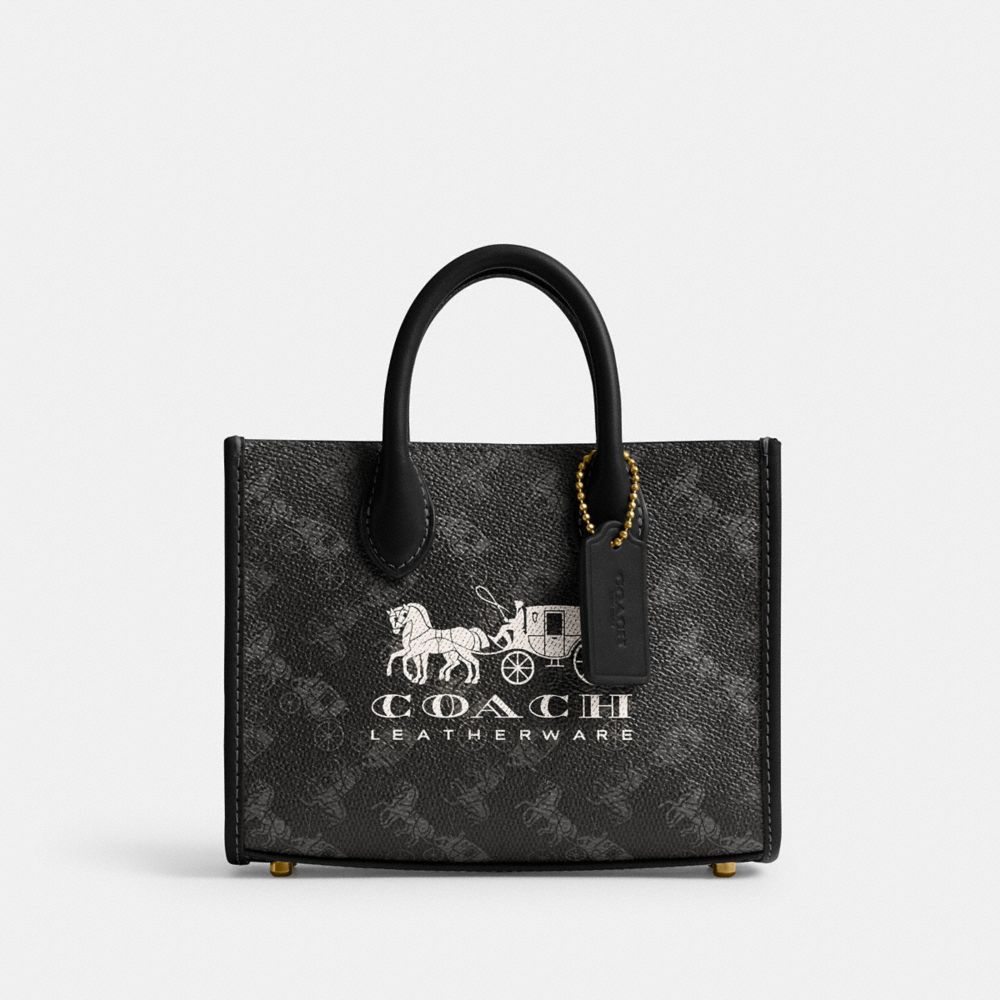 COACH®,Ace Tote Bag 17 With Horse And Carriage Print,,Front View