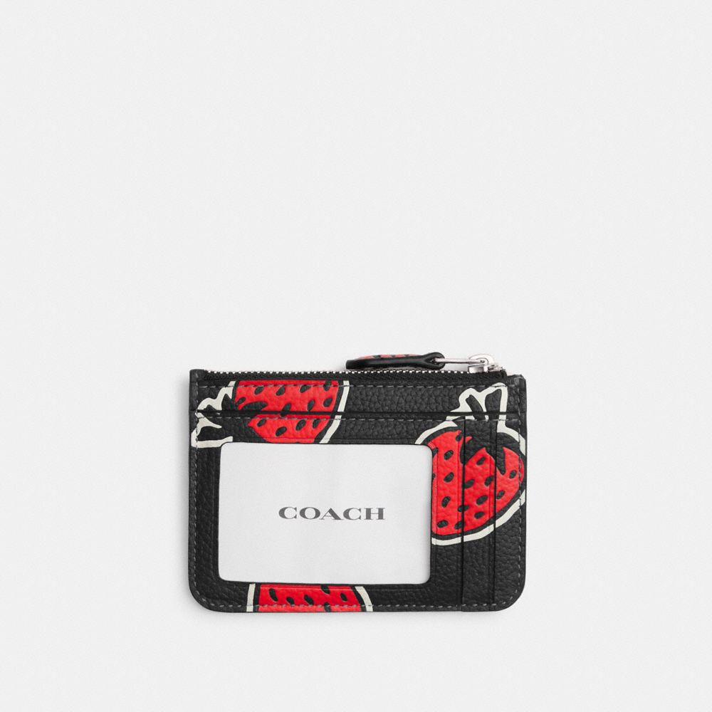 COACH®,ミニ スキニー ID ケース・ストロベリー プリント,カード ケース＆定期入れ＆名刺入れ,
