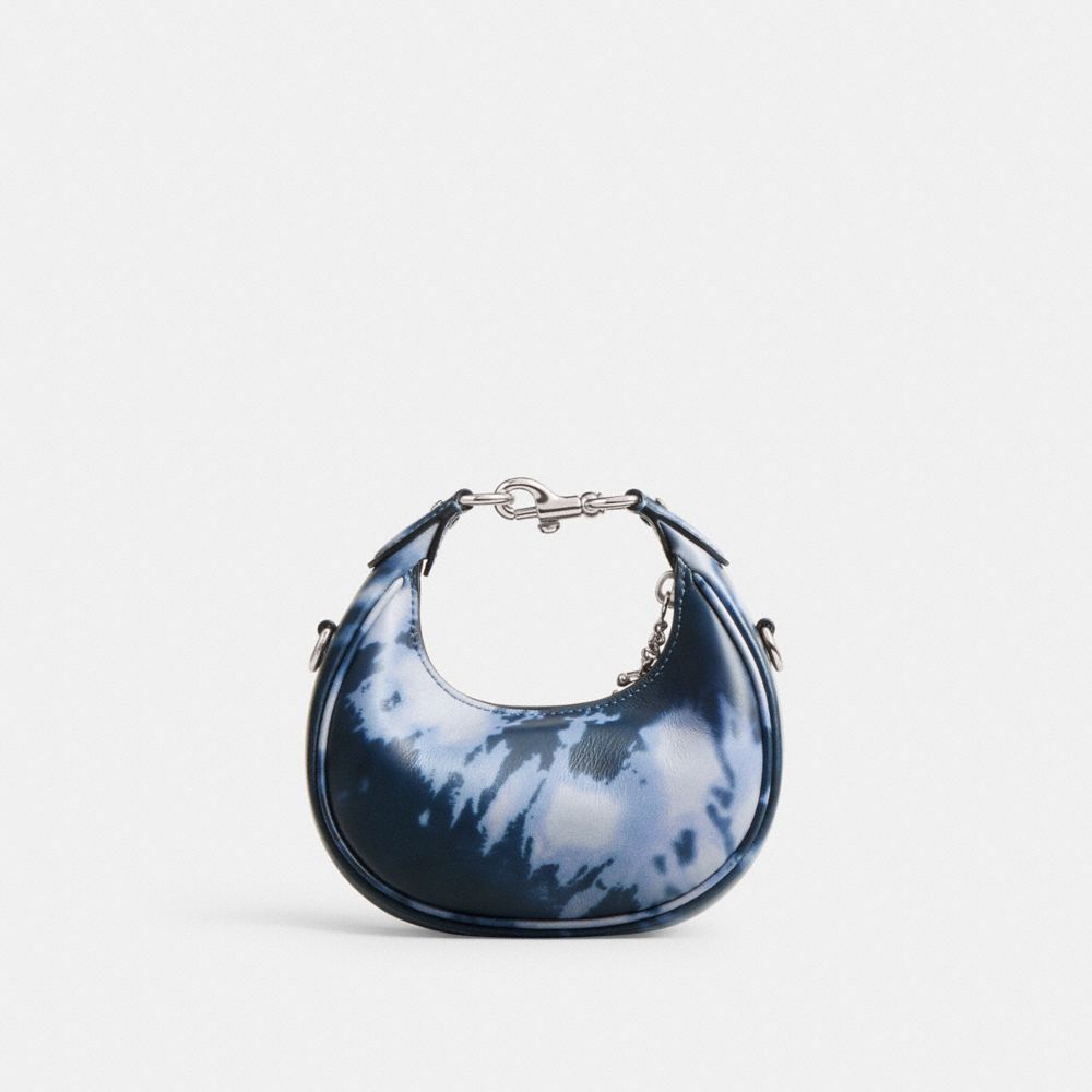 COACH®,Jonie Bag With Tie Dye Print,Leather,Hobo,Logo,Compact,Silver Metal,Day Party,Blue,Back View