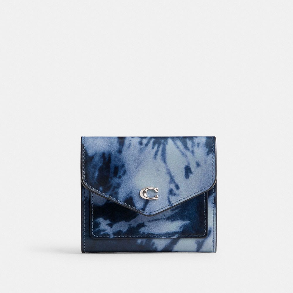 COACH®,WYN SMALL WALLET WITH TIE-DYE PRINT,Light Antique Nickel/Midnight Navy,Front View