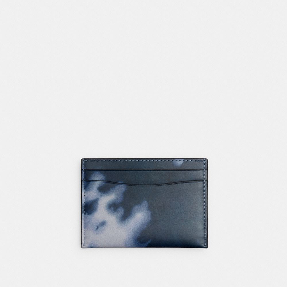 COACH®,ESSENTIAL CARD CASE WITH TIE-DYE PRINT,Silver/Midnight Navy,Back View