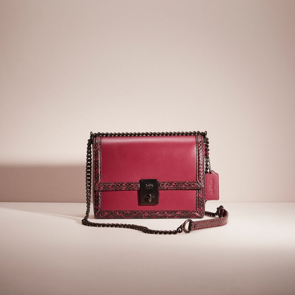 Pewter Black Cherry Restored Hutton Shoulder Bag With Snakeskin Detail