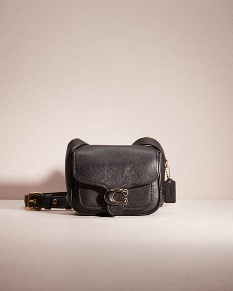 COACH®,RESTORED TABBY MESSENGER 19,Polished Pebble Leather,Small,Brass/Black,Front View