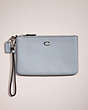 COACH®,RESTORED SMALL WRISTLET,Polished Pebble Leather,Silver/Grey Blue,Front View