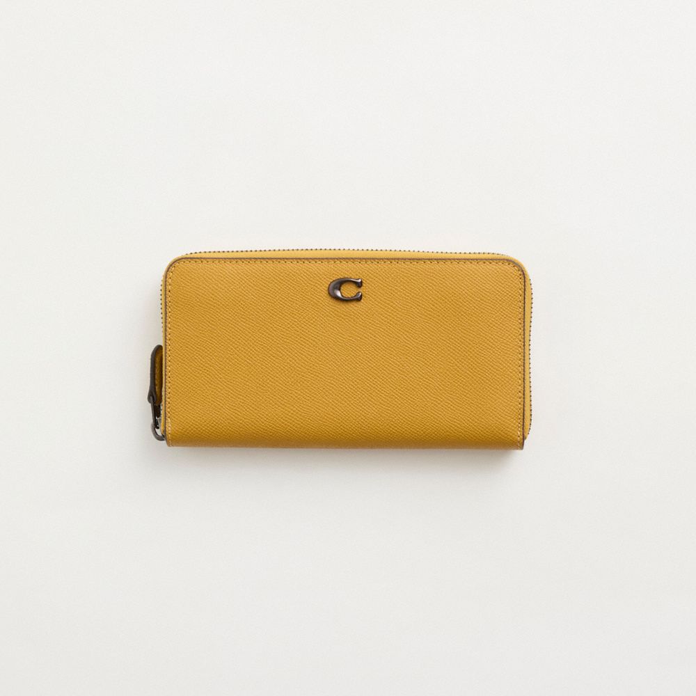 Coach Restored Accordion Zip Wallet In Pewter/flax