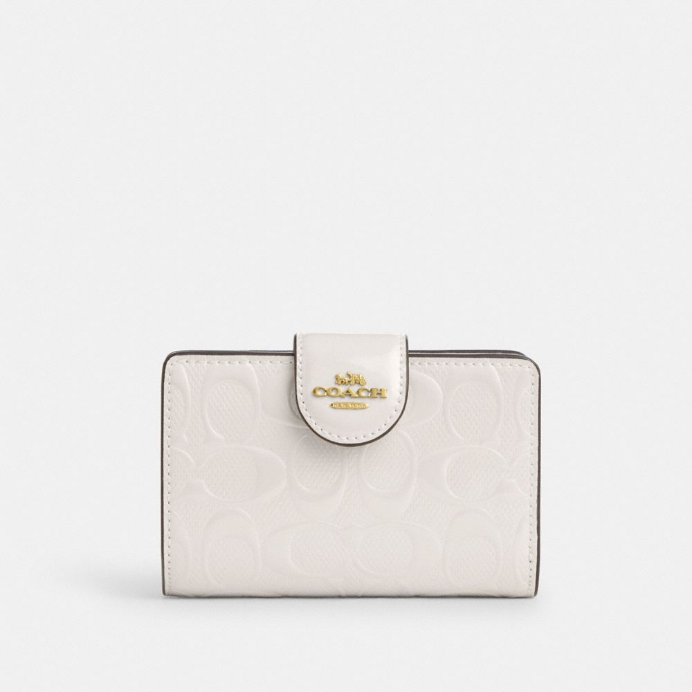 Gold Chalk Medium Corner Zip Wallet In Signature Leather