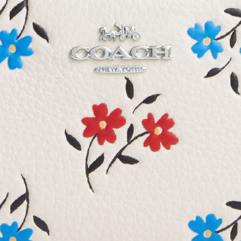 COACH®,SNAP WALLET WITH FLORAL PRINT,Novelty Leather,Silver/Chalk Multi