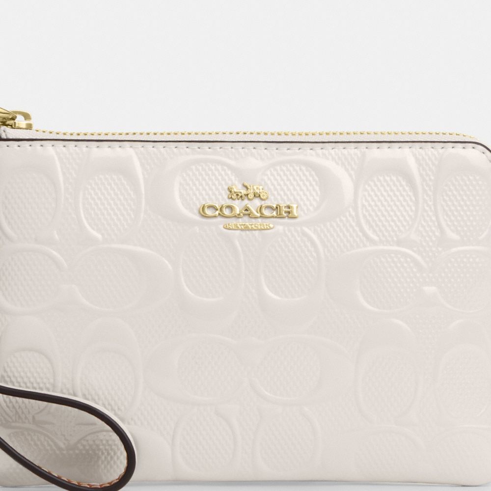 COACH®,コーナー ジップ・シグネチャー レザー,ポーチ&リストレット,