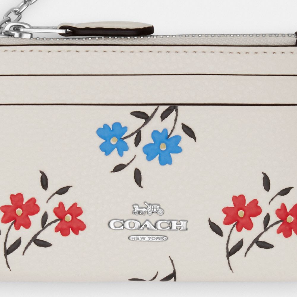 COACH®,MINI SKINNY ID CASE WITH FLORAL PRINT,Novelty Leather,Mini,Silver/Chalk Multi