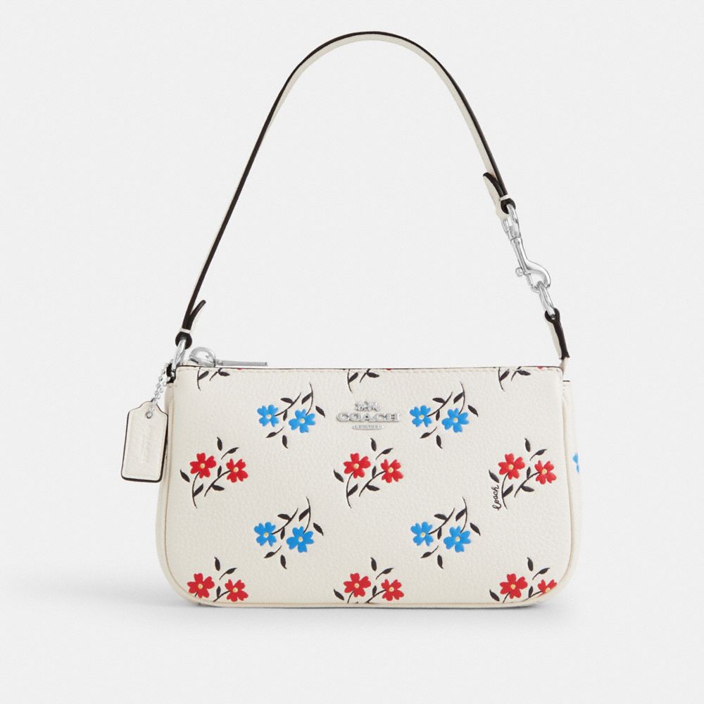 COACH®,NOLITA 19 WITH FLORAL PRINT,Novelty Leather,Mini,Silver/Chalk Multi,Front View