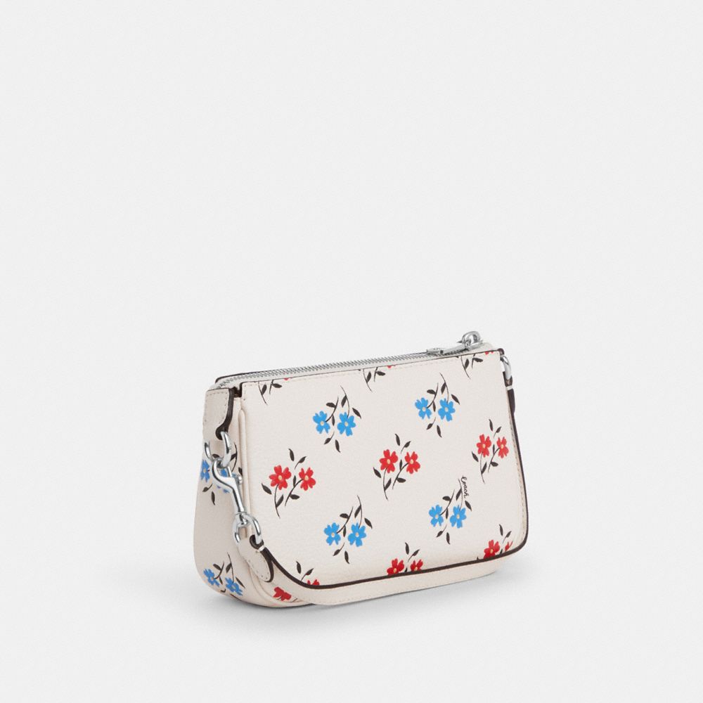 COACH®,NOLITA 19 WITH FLORAL PRINT,Novelty Leather,Mini,Silver/Chalk Multi,Angle View