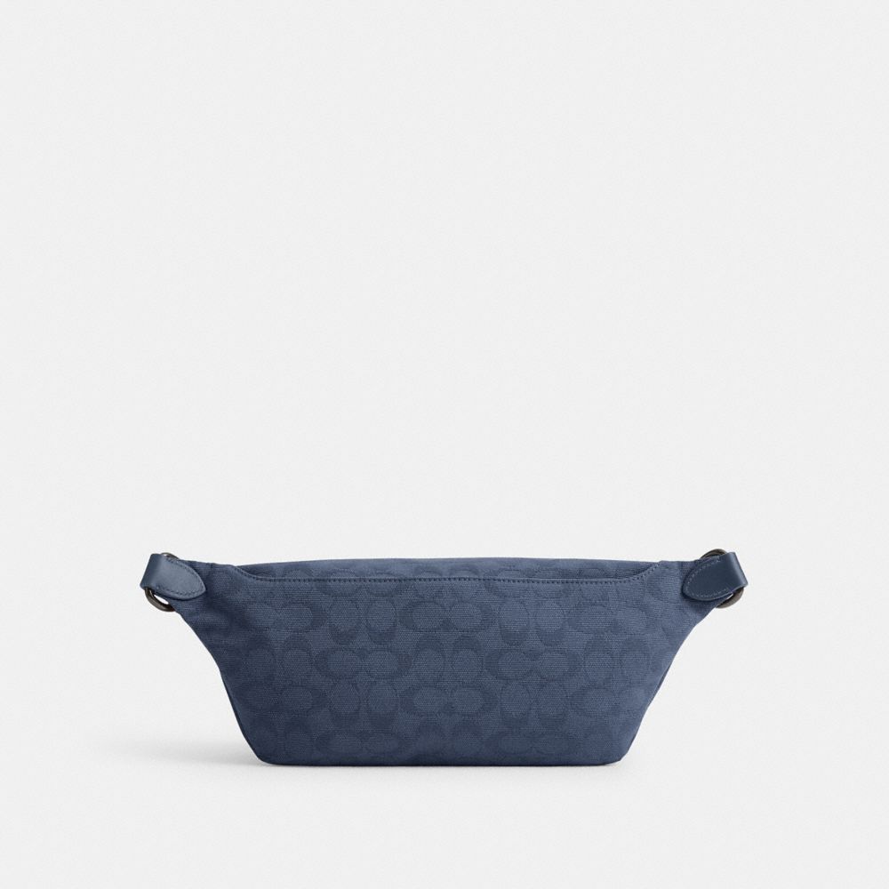COACH®,League Belt Bag In Signature Canvas Jacquard,Calfskin Leather,Canvas,Belt Bag,Leather Embellishment,Adjustable,Casual,,Back View