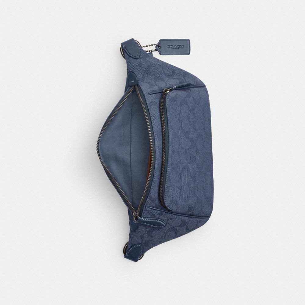 COACH®,League Belt Bag In Signature Canvas Jacquard,Calfskin Leather,Canvas,Belt Bag,Leather Embellishment,Adjustable,Casual,,Inside View,Top View