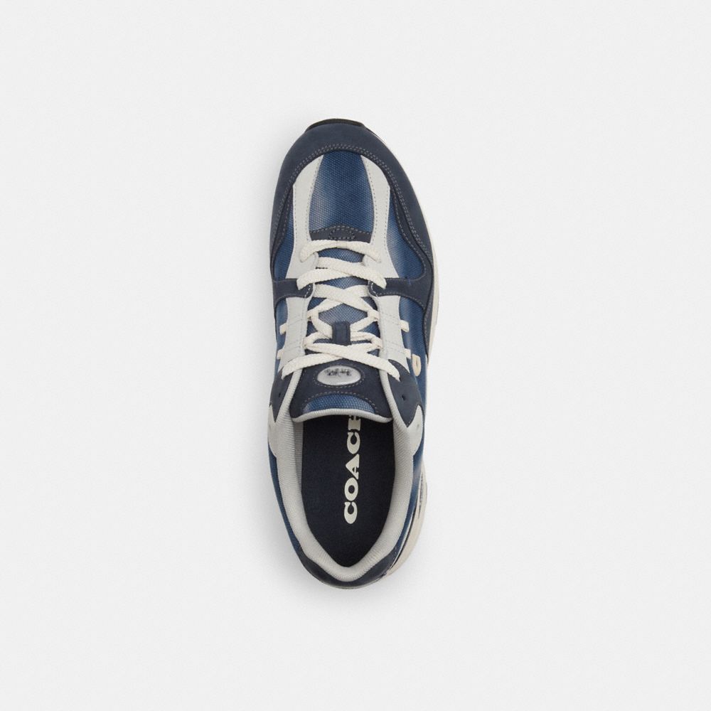 COACH®,C301 Sneaker With Tie Dye,Leather,Suede,Canvas,Rubber,Lining Fabric,Activewear,Logo,Mixed Media,Traction,Running,Multi Color,Inside View,Top View
