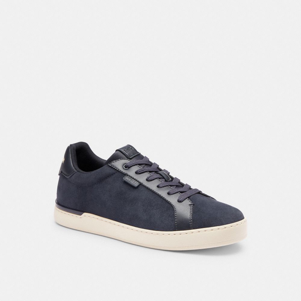 COACH®,LOWLINE LOW TOP SNEAKER,Leather/Suede,Midnight Navy,Front View