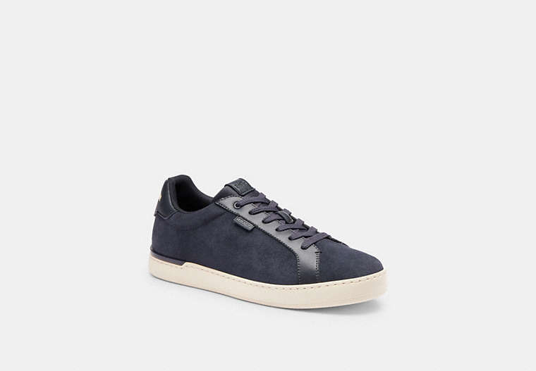 COACH®,LOWLINE LOW TOP SNEAKER,Leather/Suede,Midnight Navy,Front View