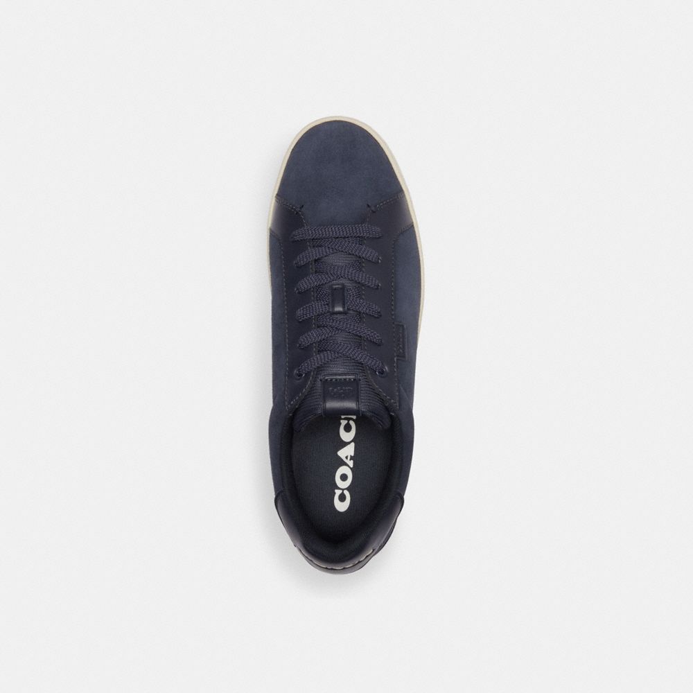 COACH®,LOWLINE LOW TOP SNEAKER,Leather/Suede,Midnight Navy,Inside View,Top View