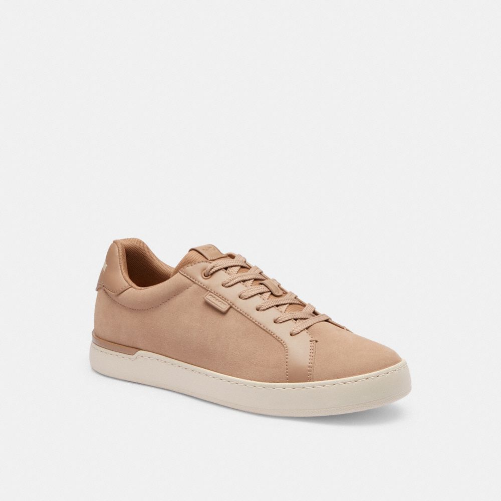 COACH®,LOWLINE LOW TOP SNEAKER,Leather/Suede,Taupe,Front View