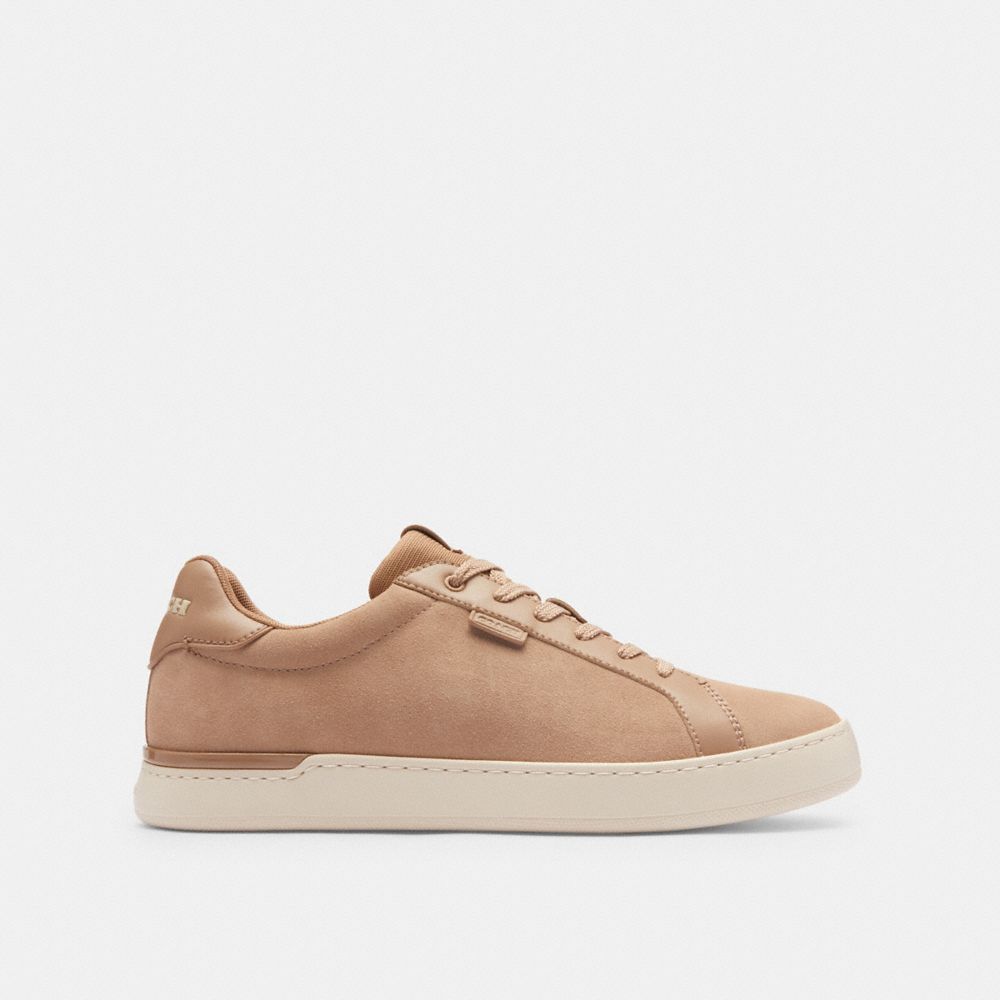 COACH®,LOWLINE LOW TOP SNEAKER,Leather/Suede,Taupe,Angle View