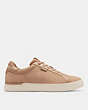 COACH®,LOWLINE LOW TOP SNEAKER,Leather/Suede,Taupe,Angle View