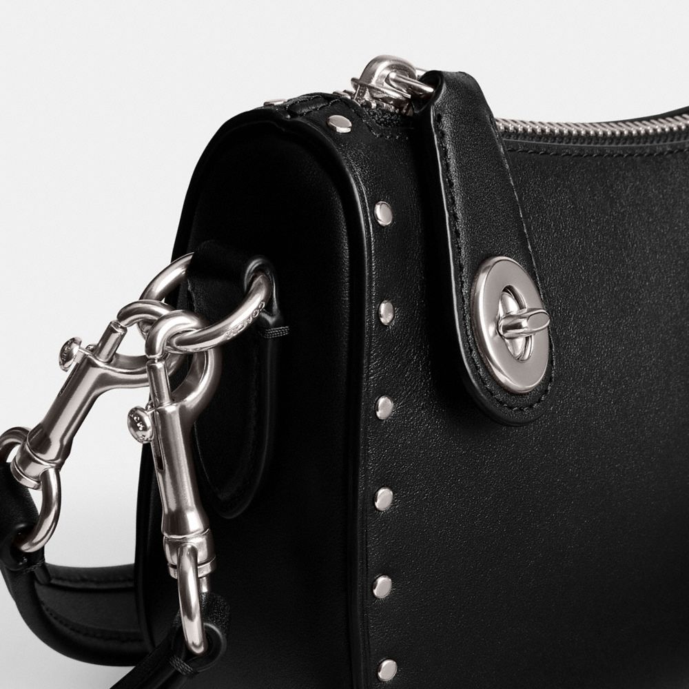 Black coach purse with silver hardware on sale