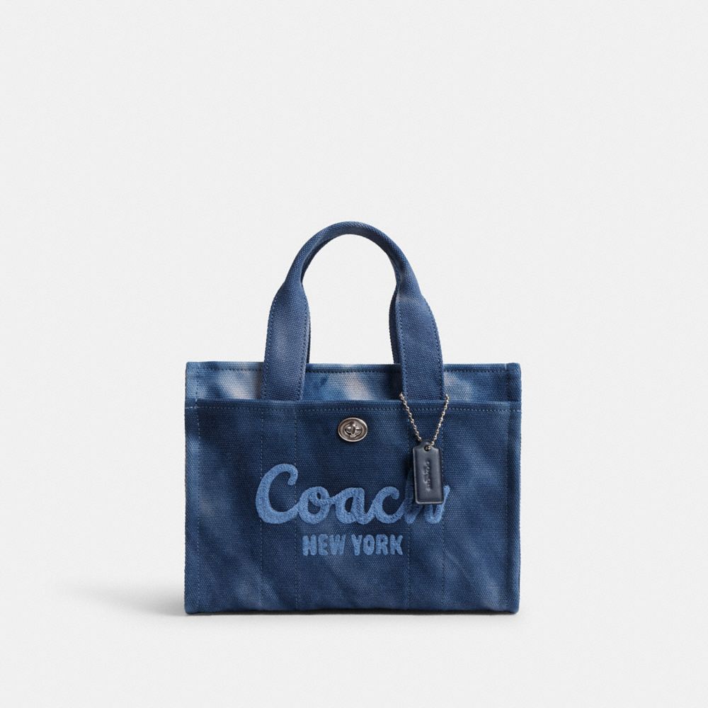 COACH®,CARGO TOTE BAG 26 WITH TIE-DYE,canvas,Silver/Midnight Navy,Front View