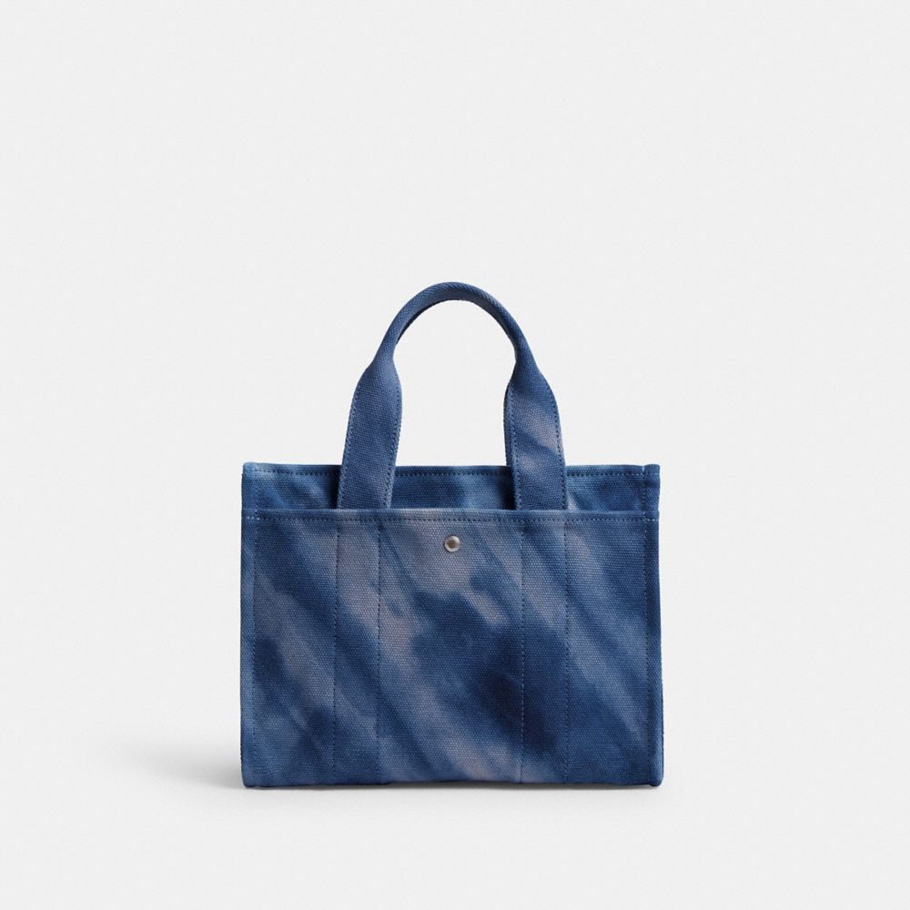 COACH®,Cargo Tote Bag 26 With Tie Dye,Canvas,Leather,Cotton,Crossbody,No Embellishment,Compact,Casual,Blue,Back View