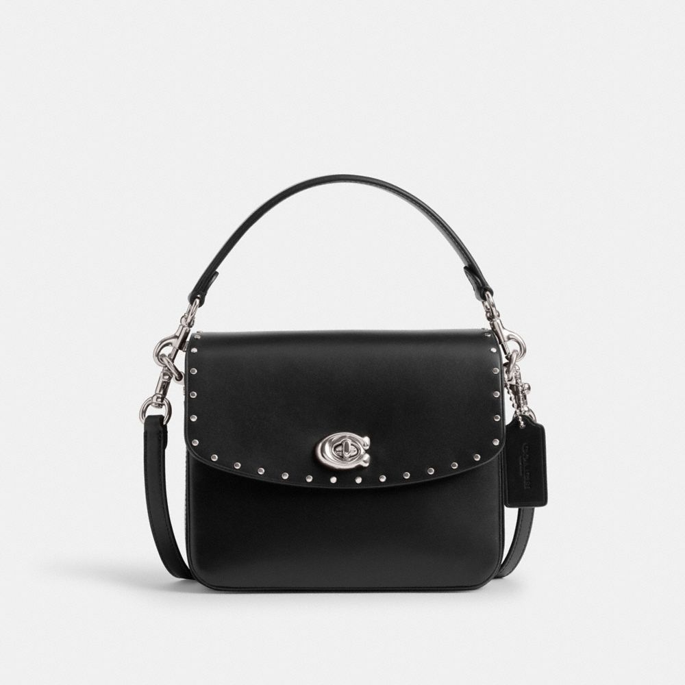COACH®,CASSIE CROSSBODY BAG 19 WITH RIVETS,Silver/Black,Front View