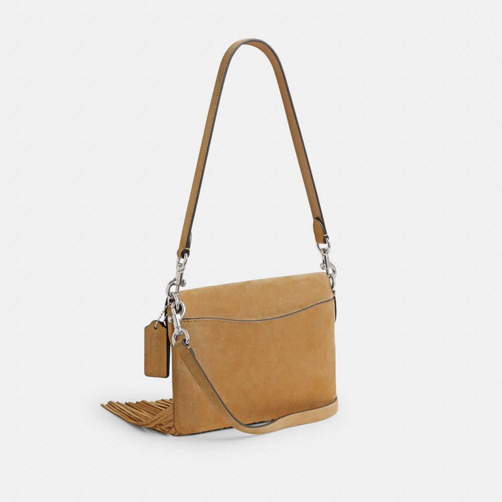 COACH®,1964 FRINGE BAG,Suede,Mini,Silver/Peanut,Angle View