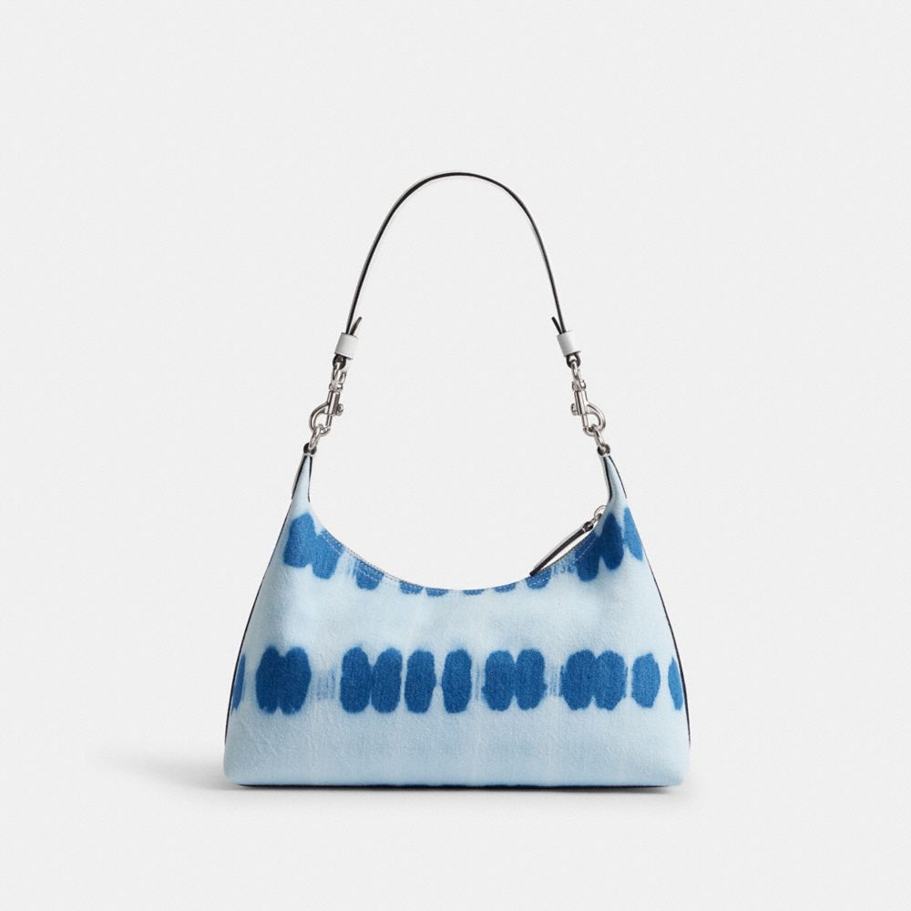 COACH®,Juliet Shoulder Bag With Tie Dye,Leather,Cotton,Shoulder Bag,Logo,Metal,Day Party,Blue,Back View