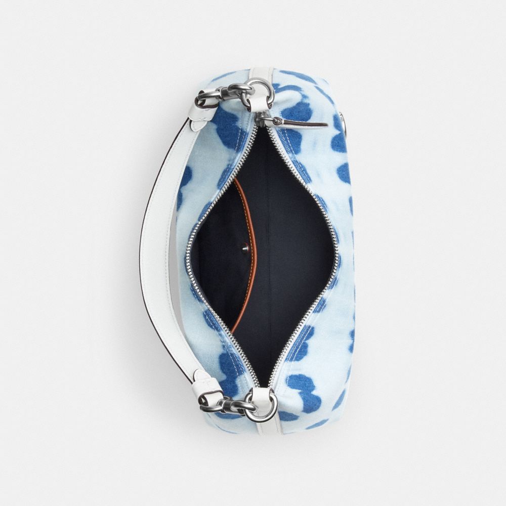 COACH®,Juliet Shoulder Bag With Tie Dye,Leather,Cotton,Shoulder Bag,Logo,Metal,Day Party,Blue,Inside View,Top View