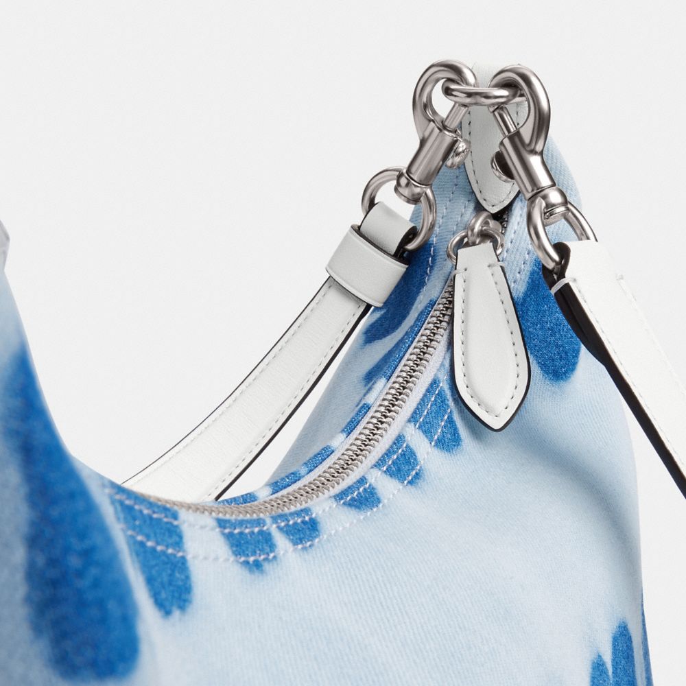 COACH®,Juliet Shoulder Bag With Tie Dye,Leather,Cotton,Shoulder Bag,Logo,Metal,Day Party,Blue,Closer View