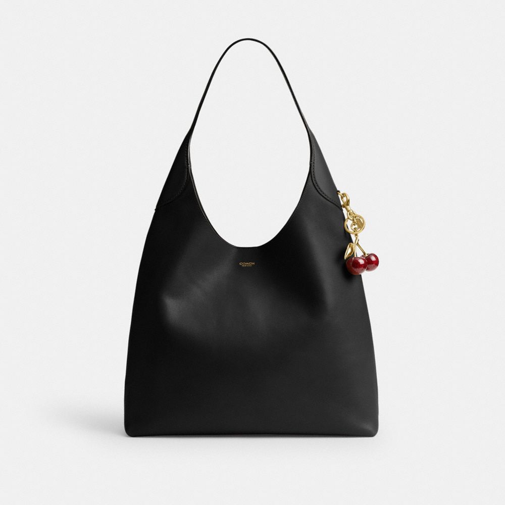COACH®,Brooklyn Shoulder Bag 39,Hobo,Embossed,Word Embellishment,Logo,Casual,Black,Angle View