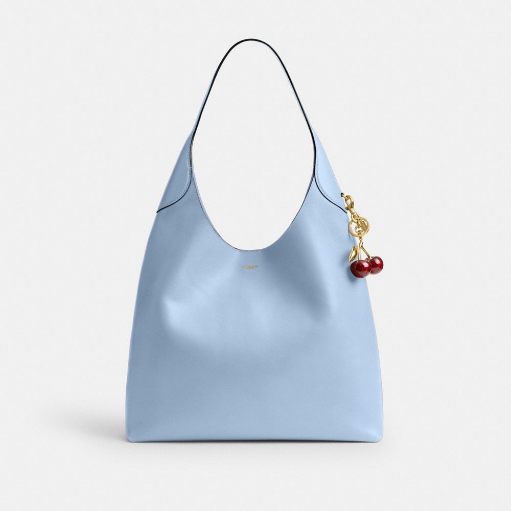 COACH®,Brooklyn Shoulder Bag 39,Hobo,Embossed,Word Embellishment,Logo,Casual,Blue,Angle View