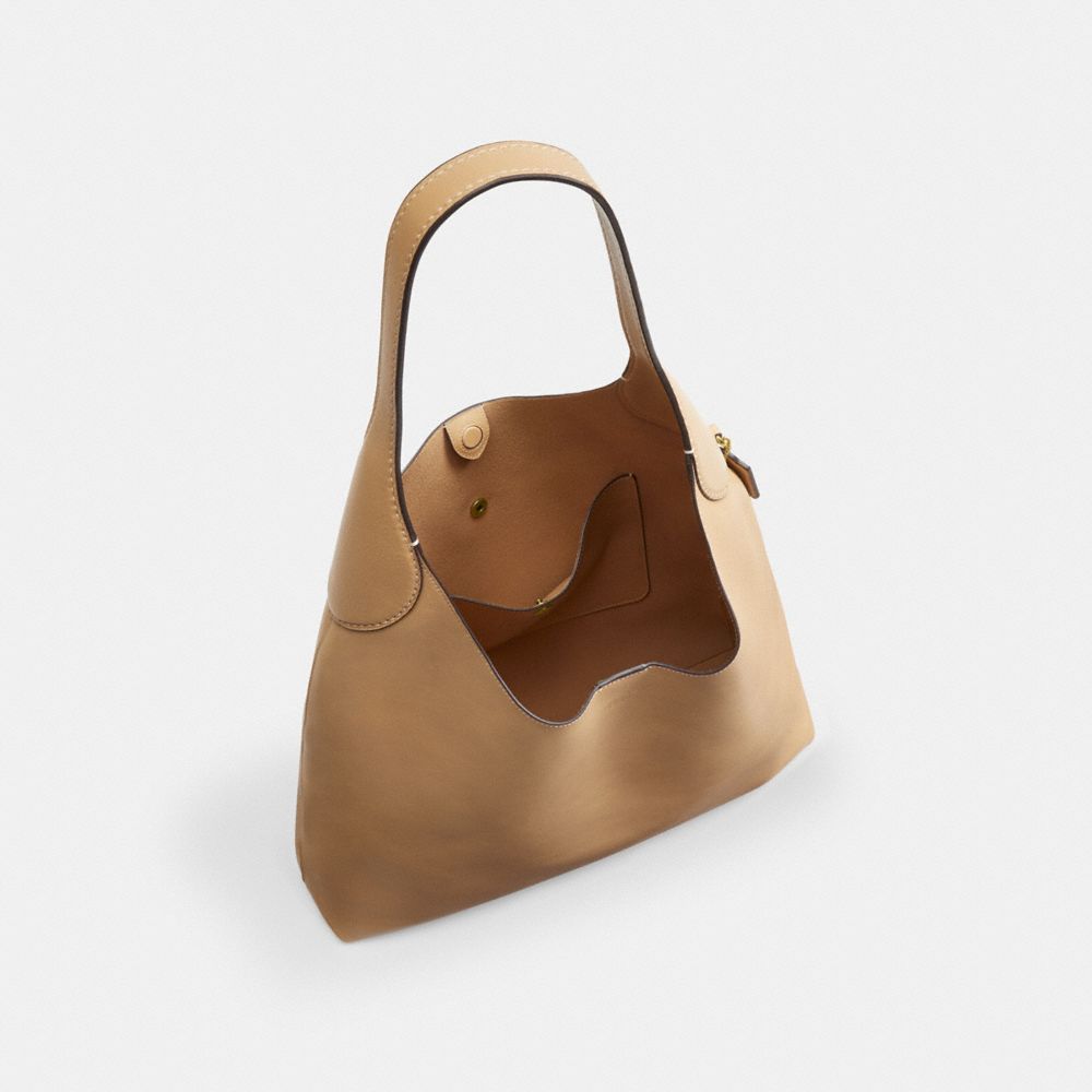 COACH®,Brooklyn Shoulder Bag 39,Hobo,Embossed,Word Embellishment,Logo,Casual,Beige,Inside View,Top View