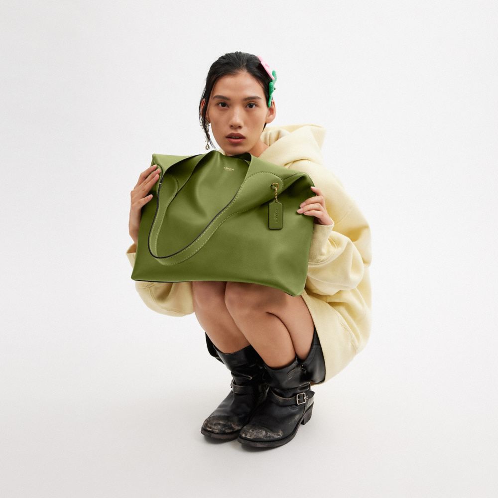 COACH®,Brooklyn Shoulder Bag 39,Hobo,Embossed,Word Embellishment,Logo,Casual,Green,Detail View