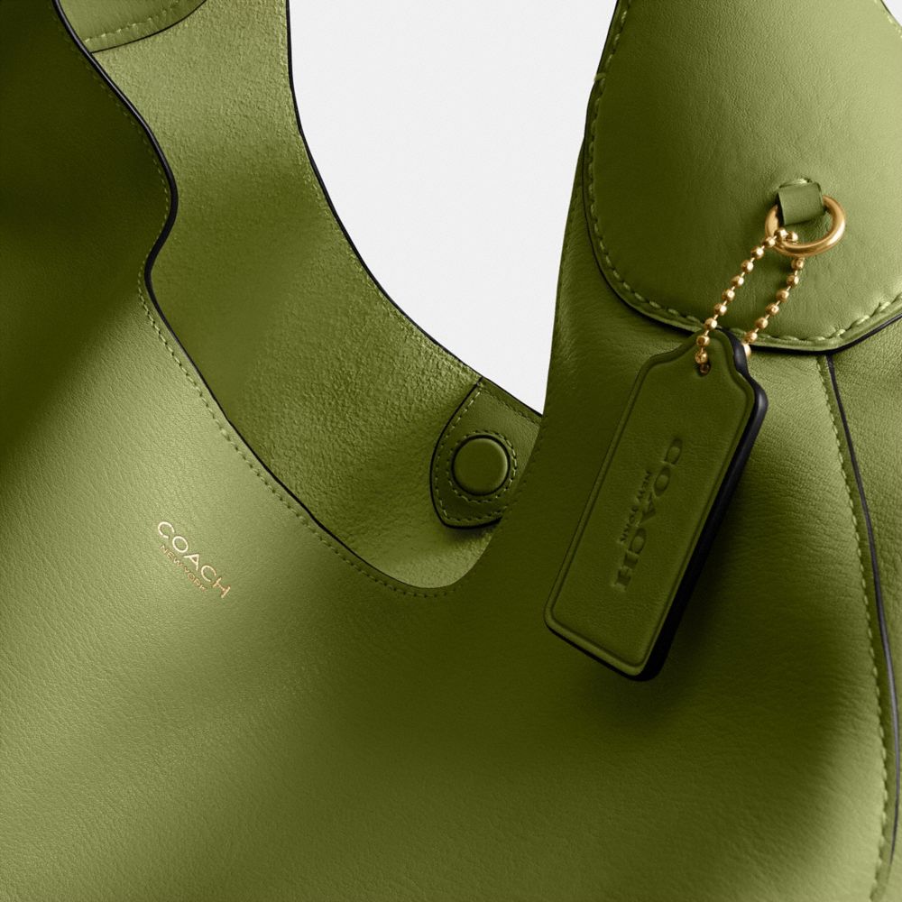 COACH®,Brooklyn Shoulder Bag 39,Hobo,Embossed,Word Embellishment,Logo,Casual,Green,Closer View